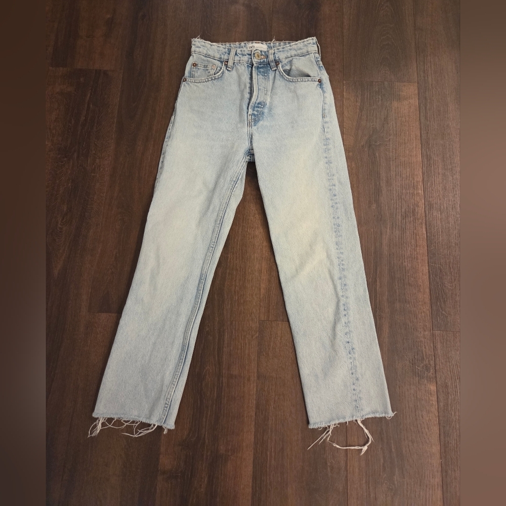 Zara Light Blue Straight Leg Jeans